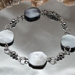 Elegant Silver and White Bracelet